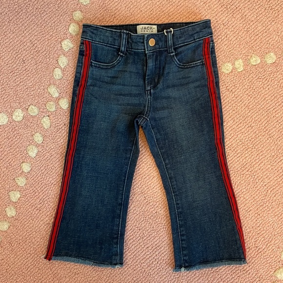 Janie and Jack Cropped Kick Hem Jeans Red Taping NWT - Picture 2 of 8